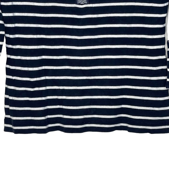 LRL Lauren‎ Jeans Co. Striped Henley Top Women Medium 3/4 Sleeve Front Button - Picture 4 of 9